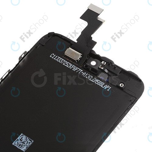 Zaslon za iPhone 5S, SE, Black, Steklo na dotik z okvirjem