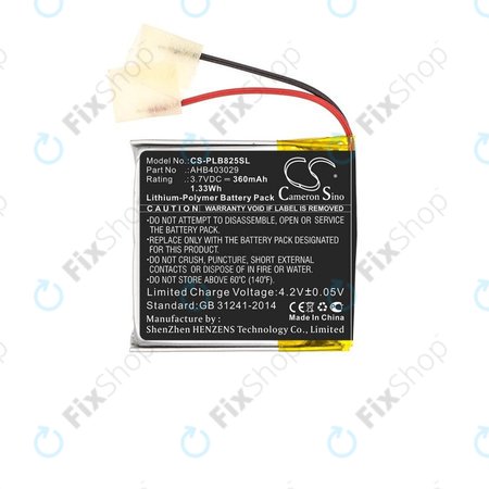 Baterija za Plantronics Voyager Focus B825, 360mAh, Li-Pol, 3.7V, AHB403029, HQ