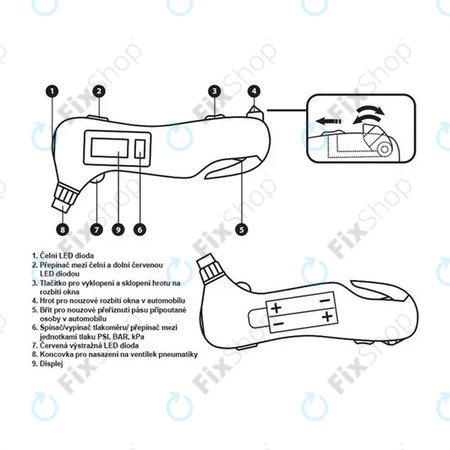 Extol Premium 8863050 Emergency - Merilnik tlaka v pnevmatikah 5 v 1