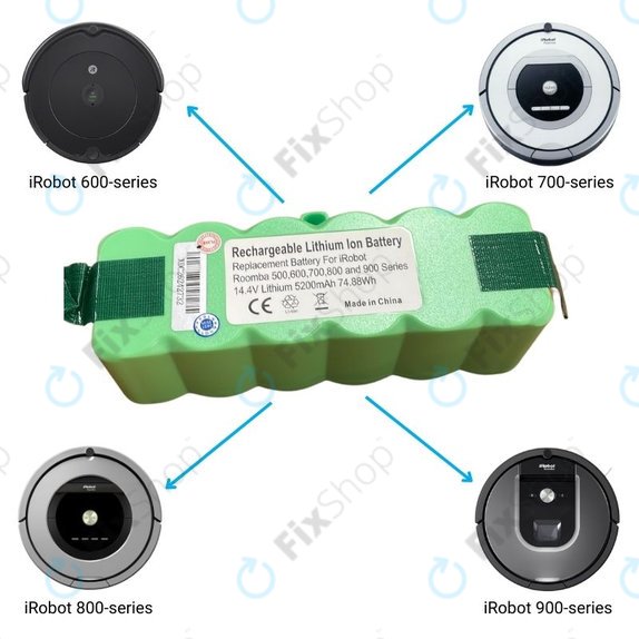 iRobot Roomba 600, 700, 800, 900-series - Baterija 2130LI, 4502233, 4374392 Li-Ion 14.4V 5200mAh