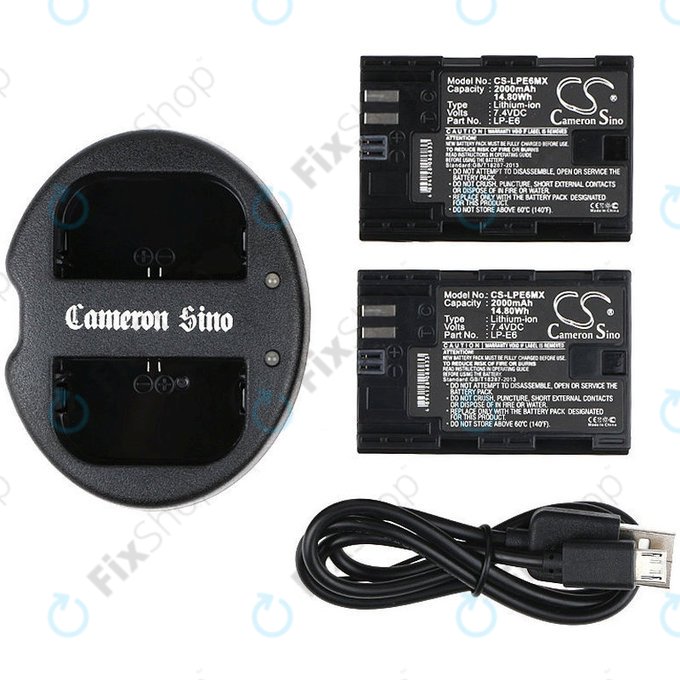 2 bateriji s polnilnikom zaCanon EOS 5D Mark II, EOS 7D, 2000mAh, Li-Ion, 7.4V, LP-E6, HQ