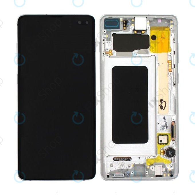 Samsung Galaxy S10 Plus G975F - LCD zaslon + steklo na dotik + okvir (Prism White) - GH82-18849B, GH82-18834G, GH82-18849G, GH82-18834B Genuine Service Pack