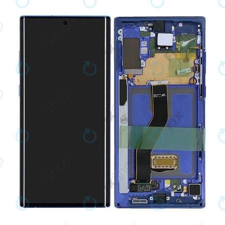 Samsung Galaxy Note 10 Plus N975F - LCD zaslon + steklo na dotik + okvir (Aurora Blue) - GH82-20838D, GH82-20900D Genuine Service Pack