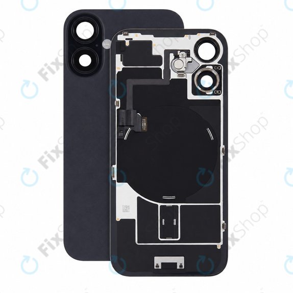 Steklo zadnjega ohišja za iPhone 16, Black, Pulled A