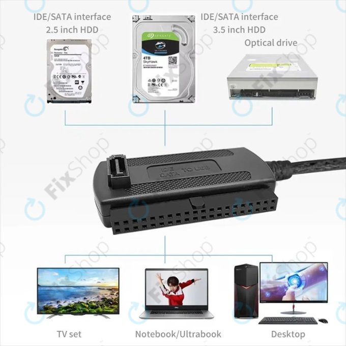 USB 2.0 na IDE / SATA adapter za 2,5" in 3,5" HDD/SSD, z EU napajanjem