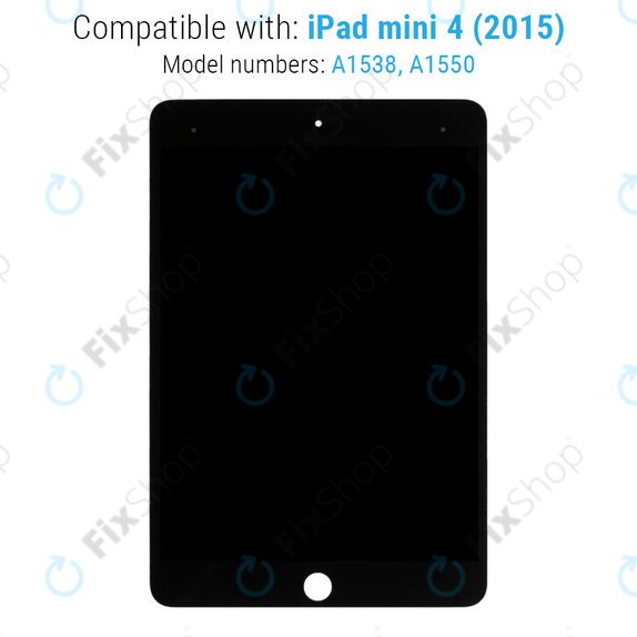 LCD Zaslon za iPad Mini 4, Black, Steklo na dotik brez okvirja