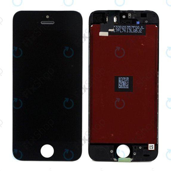 Zaslon za iPhone 5S, SE, Black, Steklo na dotik z okvirjem