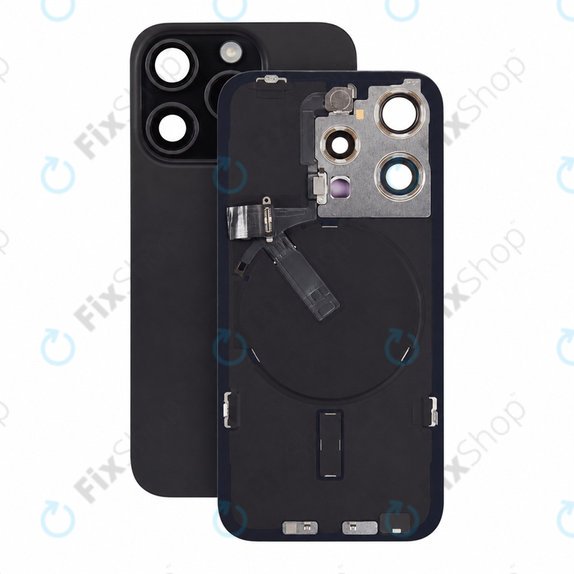 Steklo zadnjega ohišja za iPhone 15 Pro, Black Titanium, Pulled A