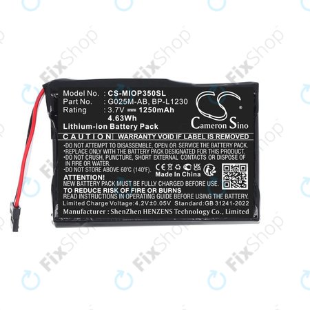 Baterija za Mitac Mio P350, P550, 1250mAh, Li-Ion, 3.7V, BL-LP1230, HQ
