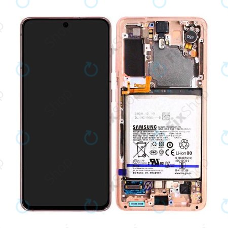 Samsung Galaxy S21 G991B - LCD zaslon + steklo na dotik + okvir + baterija (Phantom Pink) - GH82-24716D, GH82-24718D Genuine Service Pack