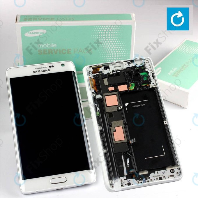 Samsung Galaxy Note Edge N915FY - LCD zaslon + steklo na dotik + okvir (White) - GH97-16636B Genuine Service Pack