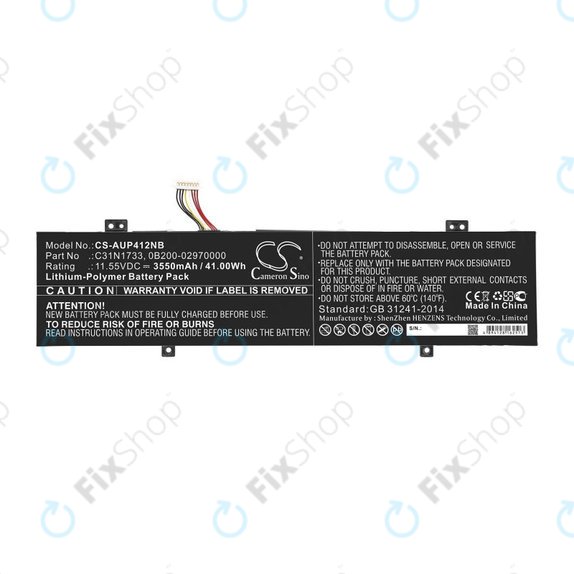 Baterija za Asus VivoBook Flip 14 Tp412fa/ua, 3550mAh, Li-Pol, 11.55V, C31N1733, HQ