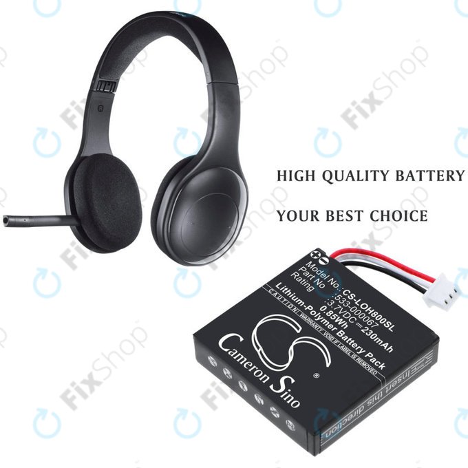 Baterija za Logitech H800, 230mAh, Li-Pol, 3.7V, 533-000067, HQ