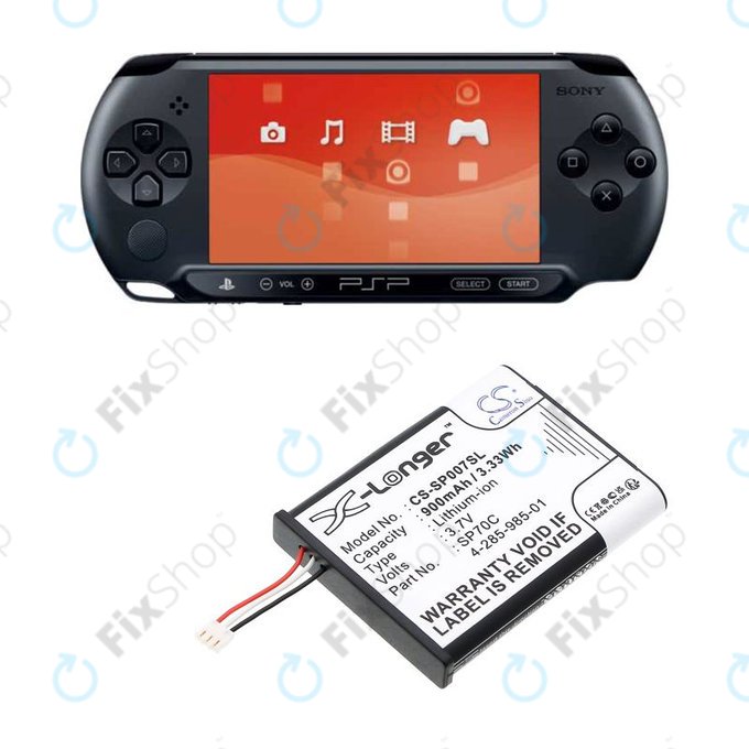 Baterija za Sony PSP E1000, E1002, E1004, E1008, 900mAh, Li-Ion, 3.7V, SP70C, HQ