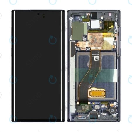 Samsung Galaxy Note 10 - LCD zaslon + steklo na dotik + okvir (Aura Black) - GH82-20818A, GH82-20817A Genuine Service Pack