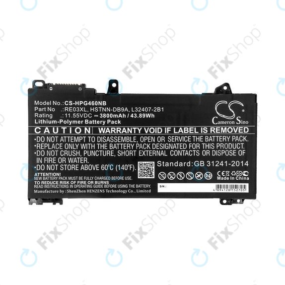 Baterija za HP ProBook 455, 450, 445, 440, 430 G6, 3800mAh, Li-Pol, 11.55V, RE03XL, HQ
