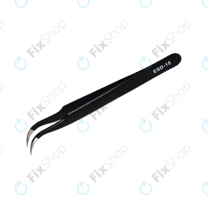 Vetus ESD-15 - Antistatična kovinska pinceta z upognjeno konico (120mm)