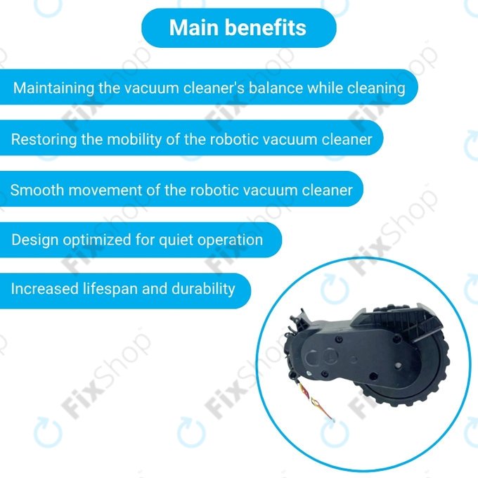 Xiaomi Mijia E10, E12, Mi Robot Vacuum Mop 2 Lite, 2 Pro - Kolo z Motorjem (Levo) (Črna)