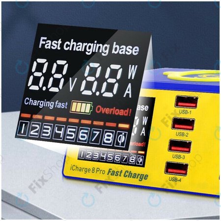 Mechanic iCharge 8 Pro - servisna USB polnilna postaja z USB-C, USB 3.0 in brezžičnim polnjenjem