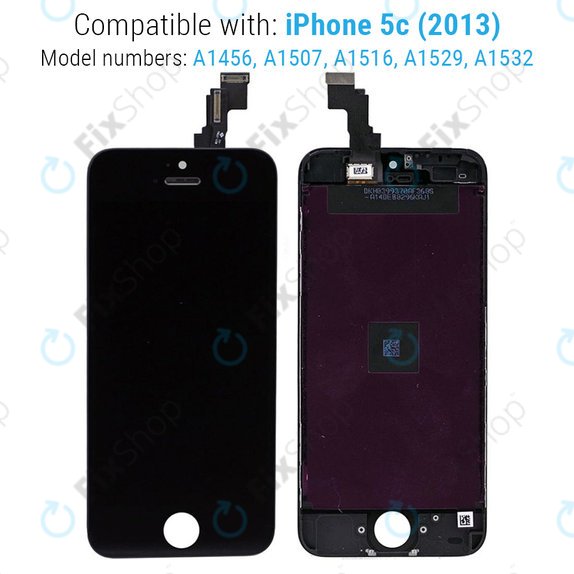 Apple iPhone 5C - LCD zaslon + steklo na dotik + okvir (Black) TFT