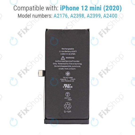 Baterija za iPhone 12 Mini, 2227mAh, FixPremium