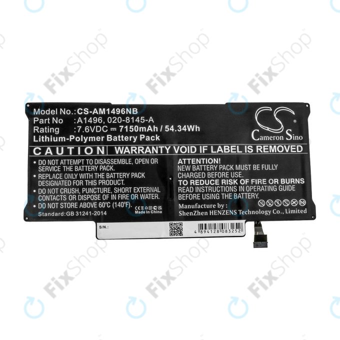 Apple MacBook Air 13" A1466 (Mid 2013 - Mid 2017) - Baterija A1496 7150mAh HQ