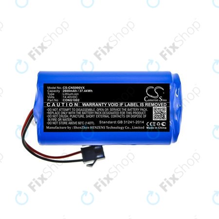 Cecotec Conga 900, 1000, 2000, 5000-series, Excellence 990, Mamibot ExVac 600, 800-series, Neatsvor X500 - Baterija CONG1002 Li-Ion 14.4V 2600mAh HQ