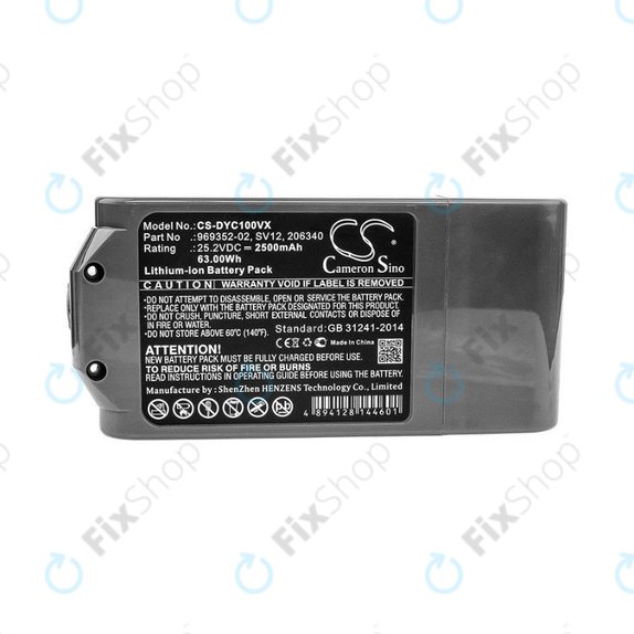Dyson V10 - Baterija 969352-02, SV12, 206340 Li-Ion 25.2V 2500mAh HQ