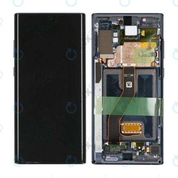 Samsung Galaxy Note 10 Plus - LCD zaslon + steklo na dotik + okvir (Aura Black) - GH82-20838A, G82-20900A Genuine Service Pack