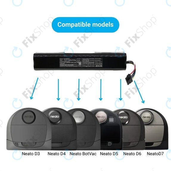 Neato Botvac D3, D4, D5, D6, D7-series - Baterija 945-0225, 205-0011, 205-0013 Li-Ion 14.4V 4200mAh HQ