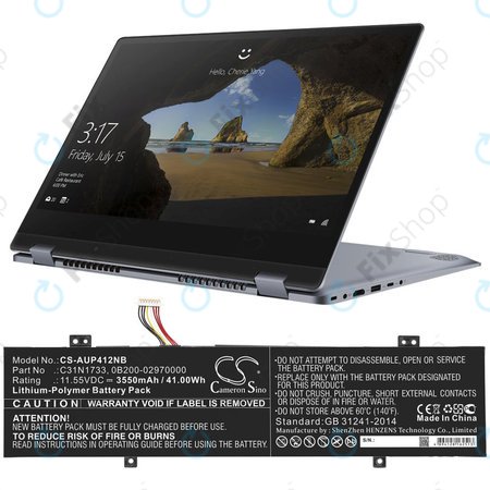 Baterija za Asus VivoBook Flip 14 Tp412fa/ua, 3550mAh, Li-Pol, 11.55V, C31N1733, HQ