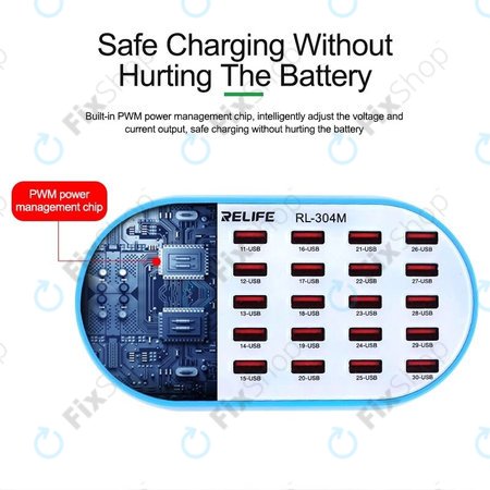 Relife RL-304M - Smart servisna polnilna postaja - 30x USB / 160 W