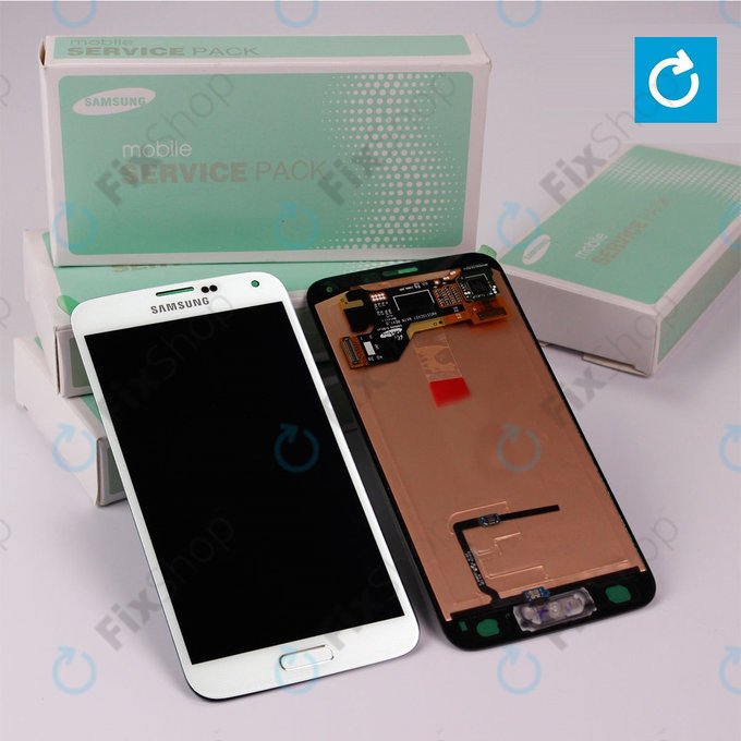 Samsung Galaxy S5 G900F - LCD zaslon + steklo na dotik (Shimmery White) - GH97-15959A, GH97-15734A Genuine Service Pack