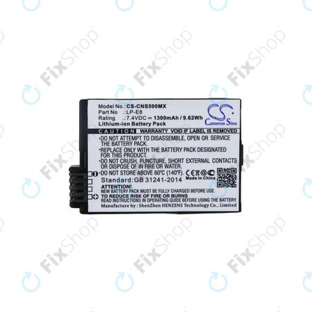 Canon EOS 550D, 600D, 650D, 700D, Kiss X4, X5, X6i, Rebel T2i, T3i, T4i, T5i - Baterija LP-E8 Li-Ion 1300mAh HQ