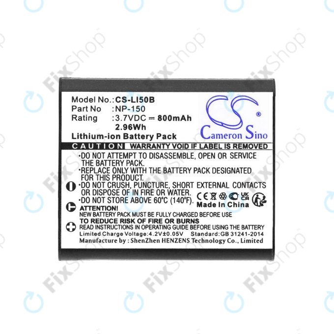 Baterija za Olympus MJU, Casio Exilim, Kodak PIXPRO, 800mAh, Li-Ion, 3.7V, NP-150, HQ