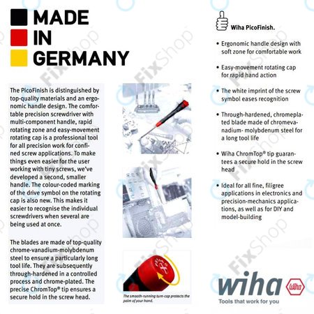 Wiha PicoFiNish® 260P - natančni izvijač - Ploščat 0,8mm