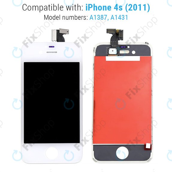Apple iPhone 4S - LCD zaslon + steklo na dotik + okvir (White) TFT