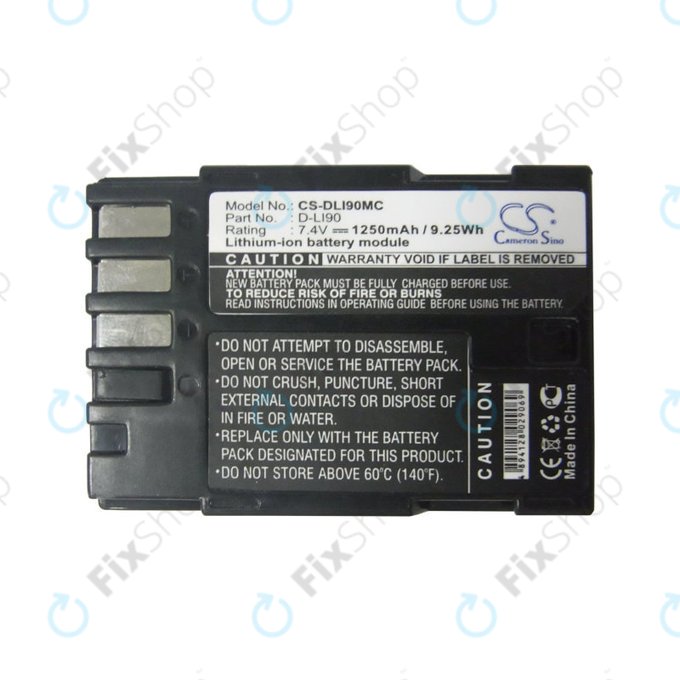 Baterija za Pentax 645d, K-5, 1250mAh, Li-Ion, 7.4V, D-LI90, HQ