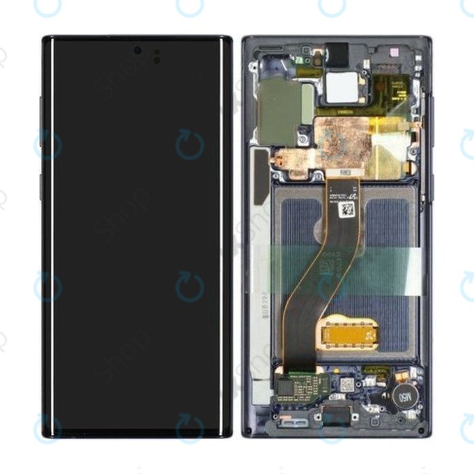 Samsung Galaxy Note 10 - LCD zaslon + steklo na dotik + okvir (Aura Black) - GH82-20818A, GH82-20817A Genuine Service Pack