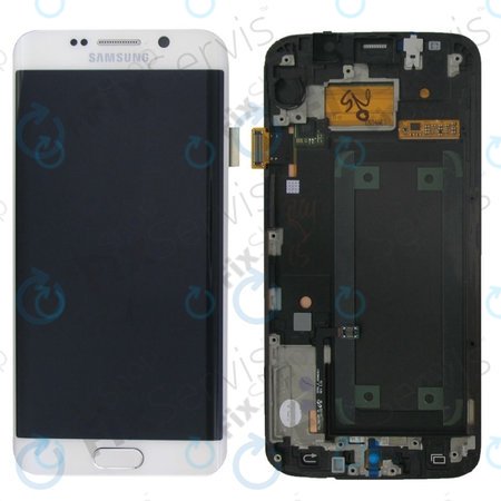 Samsung Galaxy S6 Edge G925F - LCD zaslon + steklo na dotik + okvir (White Pearl) - GH97-17162B, GH97-17317B, GH97-17334B Genuine Service Pack