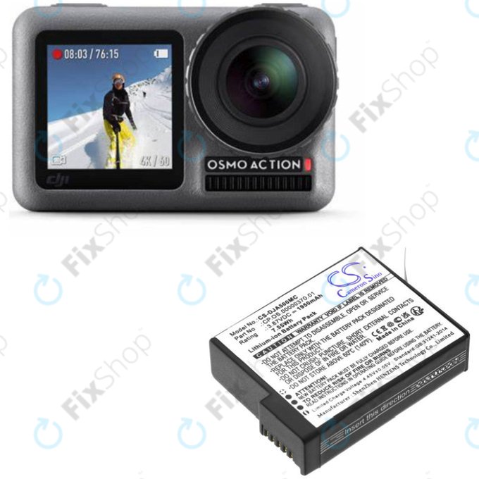 Baterija za DJI Osmo Action 5, 1950mAh, Li-Ion, 3.87V, CP.OS.00000370.01, HQ