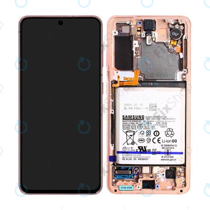Samsung Galaxy S21 G991B - LCD zaslon + steklo na dotik + okvir + baterija (Phantom Pink) - GH82-24716D, GH82-24718D Genuine Service Pack