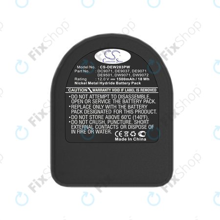 Baterija za Dewalt DCD940B2, DCD910KX, 1500mAh, Ni-MH, 12V, DC9071, DE9074, HQ