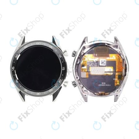 Huawei Watch GT Sport Fortuna B19S - LCD zaslon + steklo na dotik + okvir (Silver) - 02352GXS Genuine Service Pack