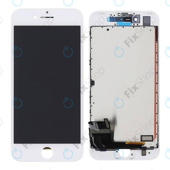 Zaslon za iPhone 7, White, Steklo na dotik z okvirjem
