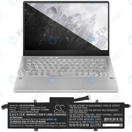 Baterija za Asus ROG Zephyrus G14 Ga401, 4850mAh, Li-Pol, 15.4V, C41N1908, HQ