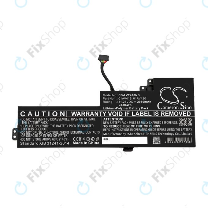 Baterija za Lenovo Thinkpad A285, T470, T480, 2050mAh, Li-Pol, 11.25V, 01AV419, HQ