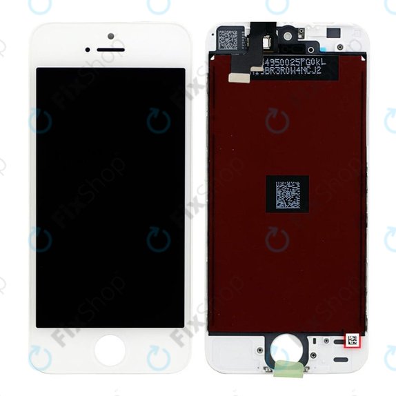 Zaslon za iPhone 5S, SE, White, Steklo na dotik z okvirjem