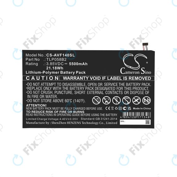 Baterija za Vodafone Tab Prime 7, 5500mAh, Li-Pol, 3.85V, TLP058B2, HQ
