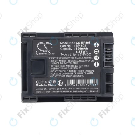 Baterija za Canon FS10, FS11, FS100, 890mAh, Li-Ion, 7.4V, BP-808, HQ